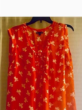 GAP Sleeveless Orange Bow-Print Women's Top